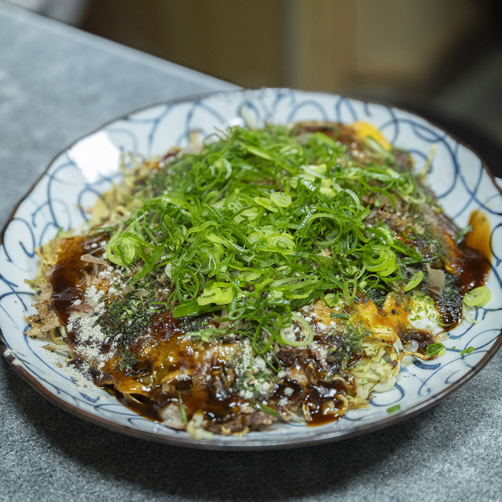 ねぎたっぷりのお好み焼き